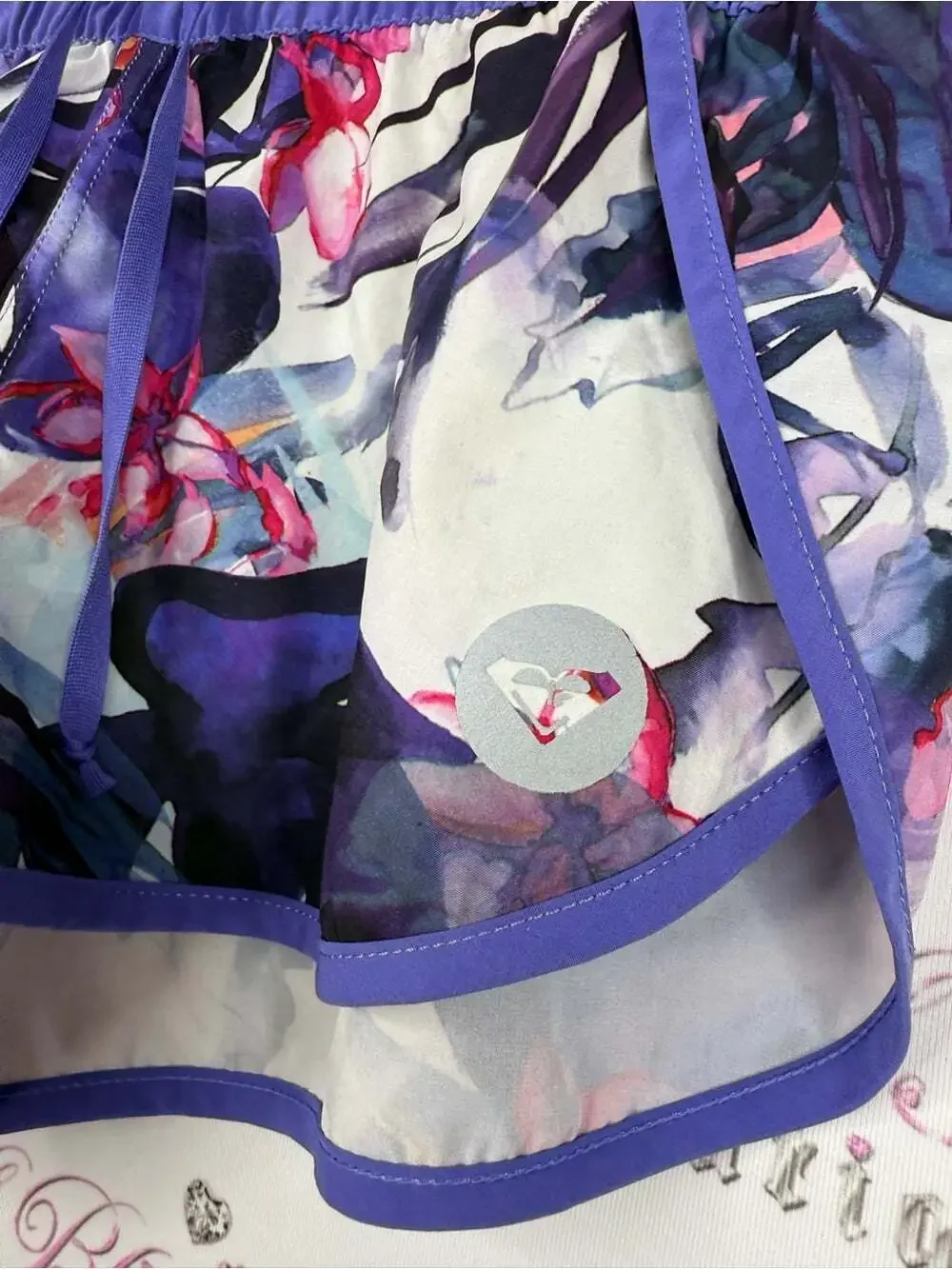 Roxy dry flight shorts Purple Floral Sheer Lounge Shorts